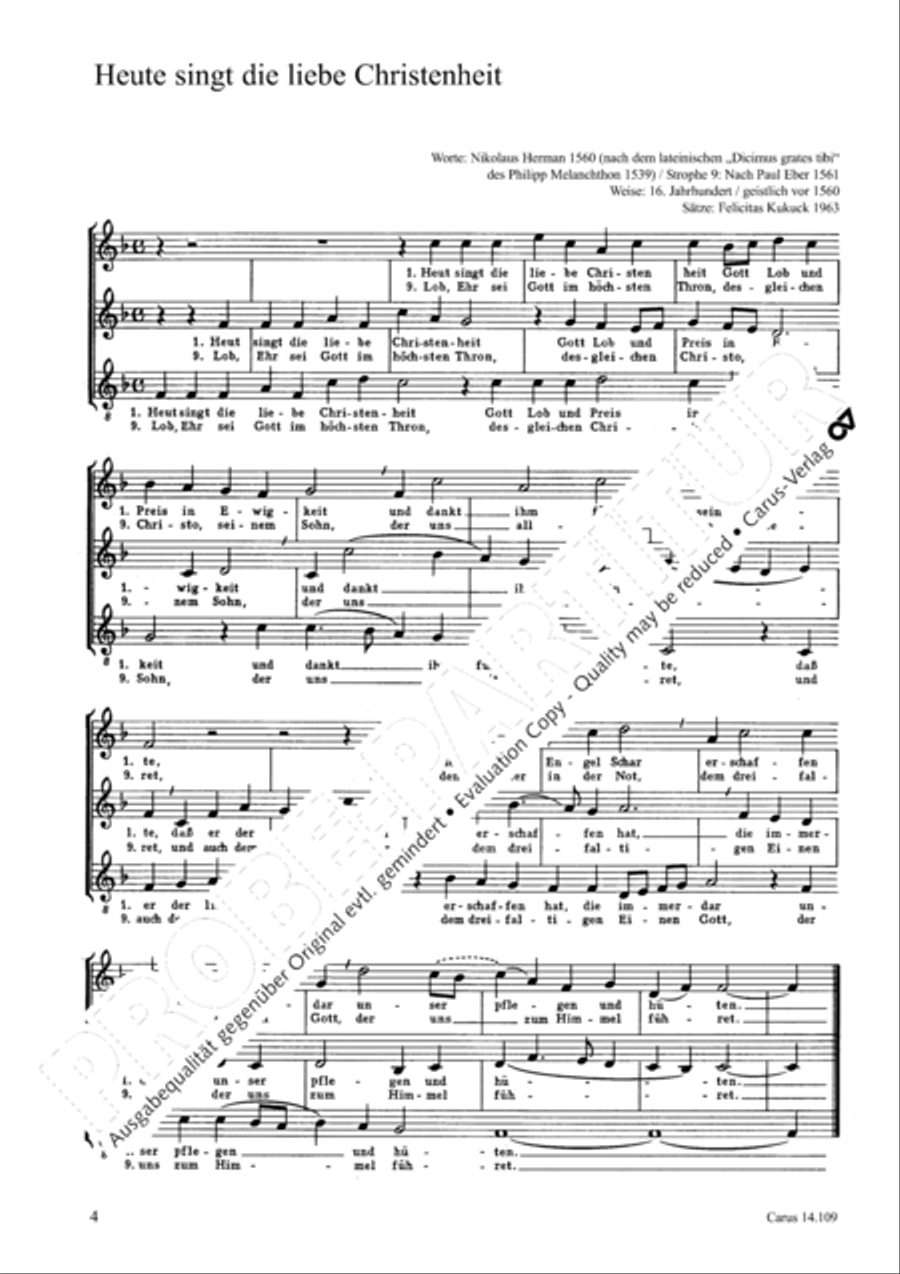 Werner: Gott, der Vater; Kukuck: Heut singt Score scores gallery preview page 3