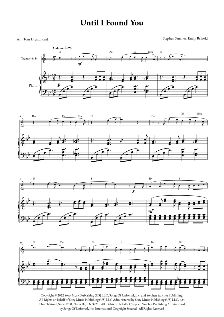 Until I Found You B-Flat Trumpet scores gallery preview page 1