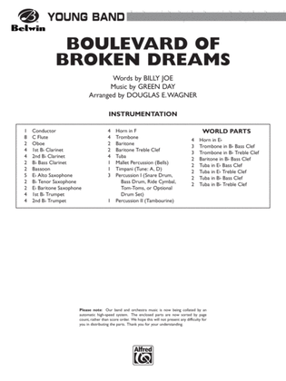 Book cover for Boulevard of Broken Dreams: Score