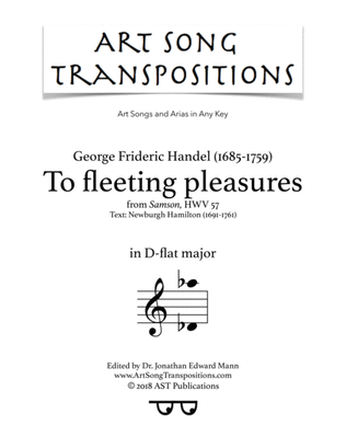 Book cover for HANDEL: To fleeting pleasures (transposed to D-flat major)