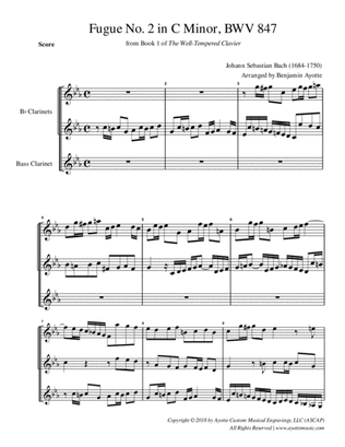 Fugue No. 2 in C Minor (WTC Book 1) for Clarinet Trio
