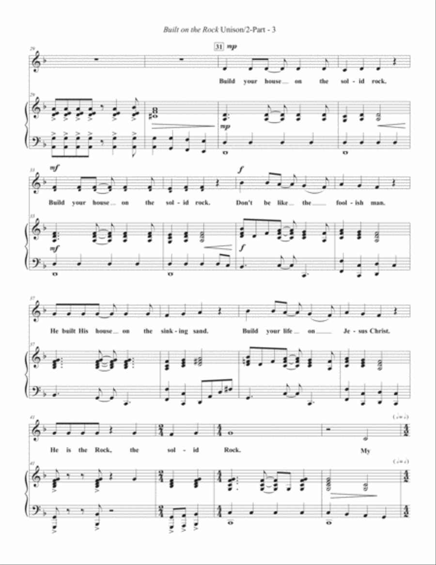 Built On The Rock Unison Choir scores gallery preview page 4