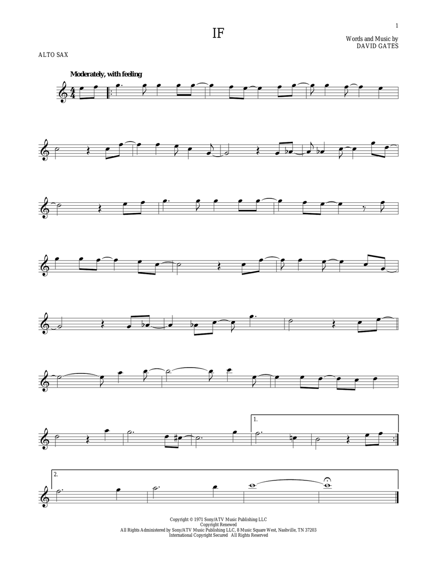 If If Alto Saxophone scores gallery preview page 1