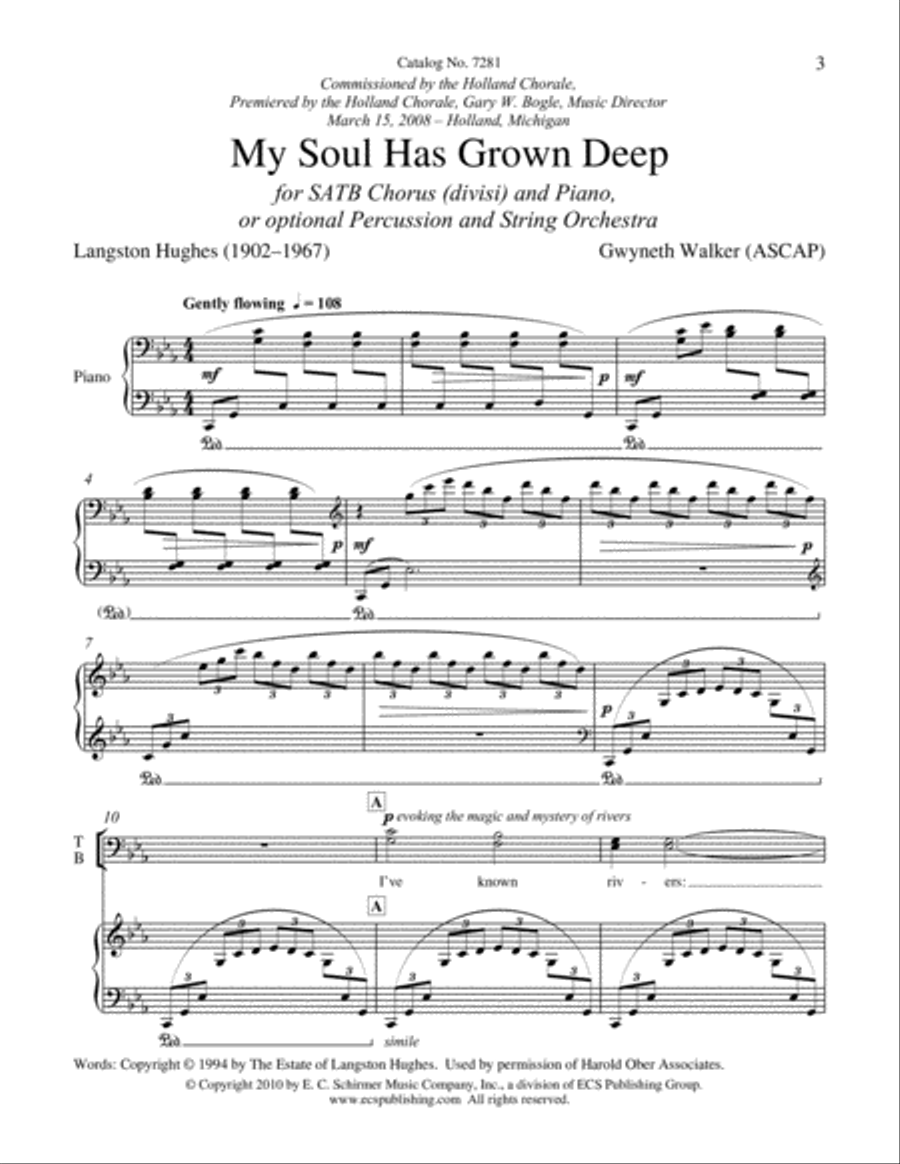 My Soul Has Grown Deep from I've Known Rivers (Piano/Choral Score)