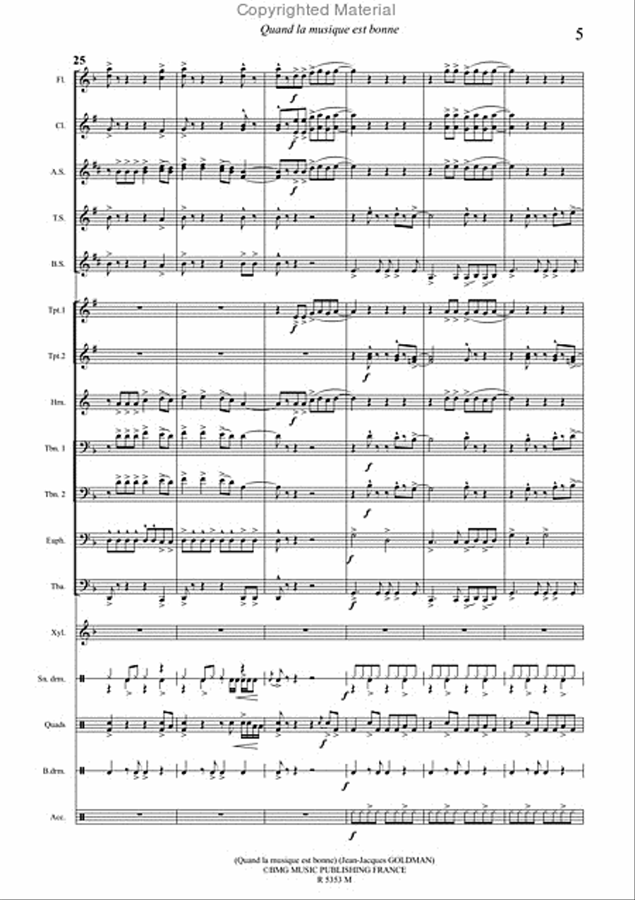 Quand la Musique Est Bonne Concert Band scores gallery preview page 6