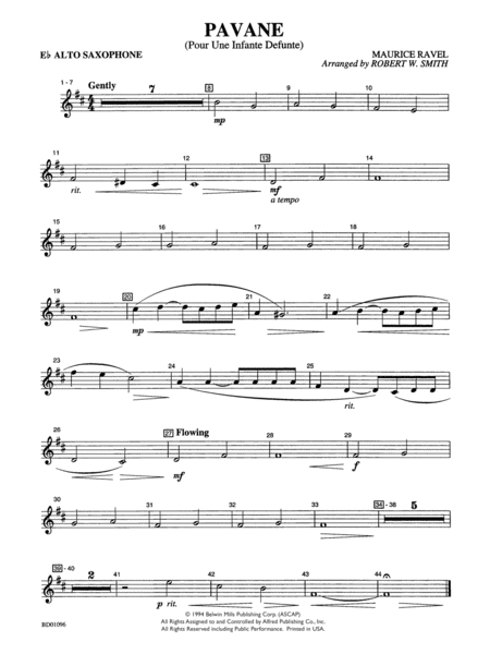 Pavane (Pour Une Infante Defunte): E-flat Alto Saxophone