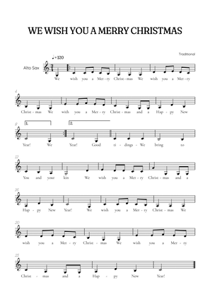 We Wish You a Merry Christmas for alto sax • easy Christmas sheet music
