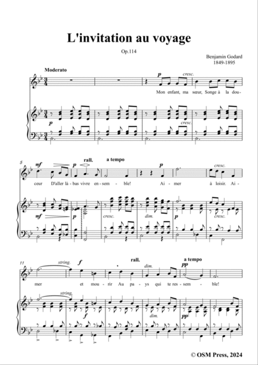 B. Godard-L'invitation au voyage,Op.114,in B flat Major Voice scores gallery preview page 3