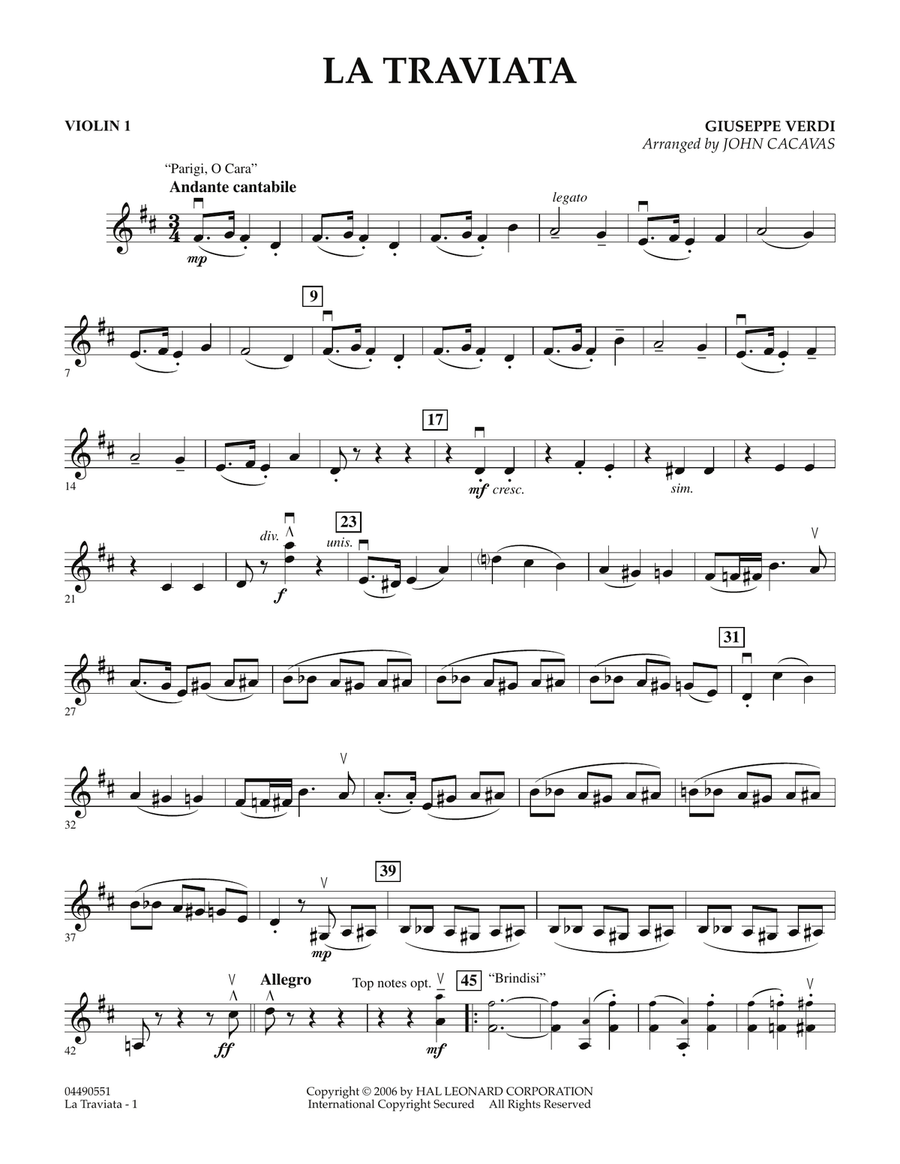 La Traviata - Violin 1 Orchestra scores gallery preview page 1