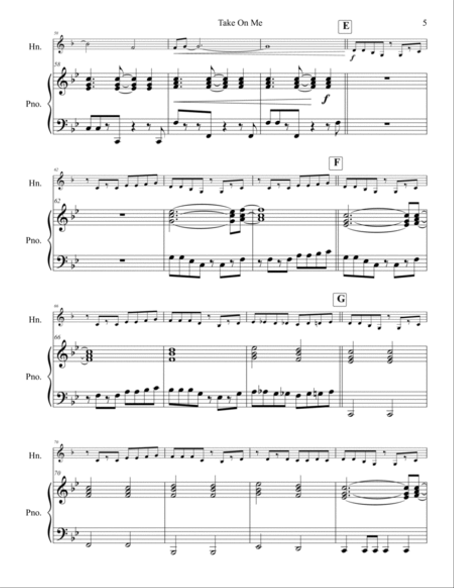 Take On Me Horn scores gallery preview page 6