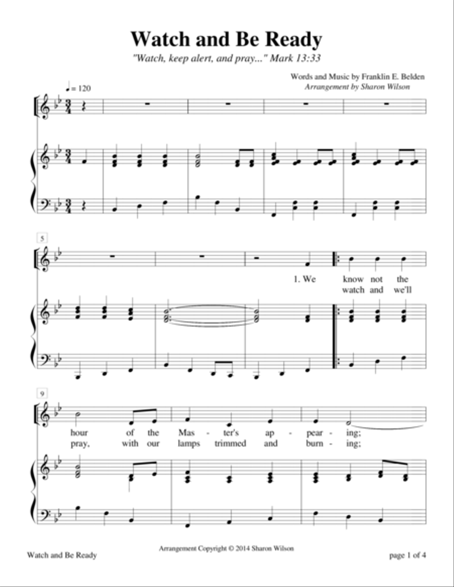 Watch and Be Ready Voice scores gallery preview page 1