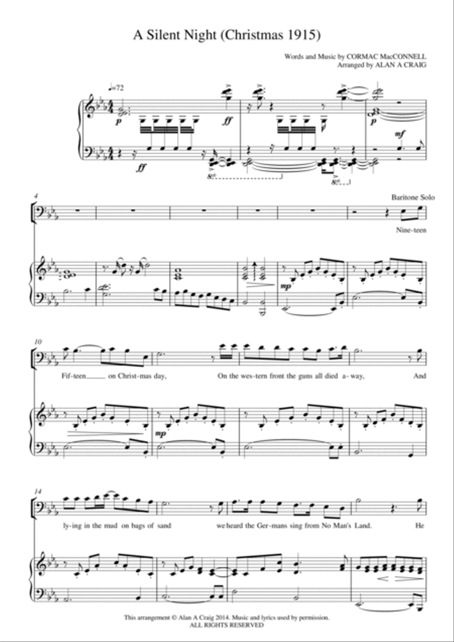 A Silent Night (Christmas 1915) 4-Part scores gallery preview page 2