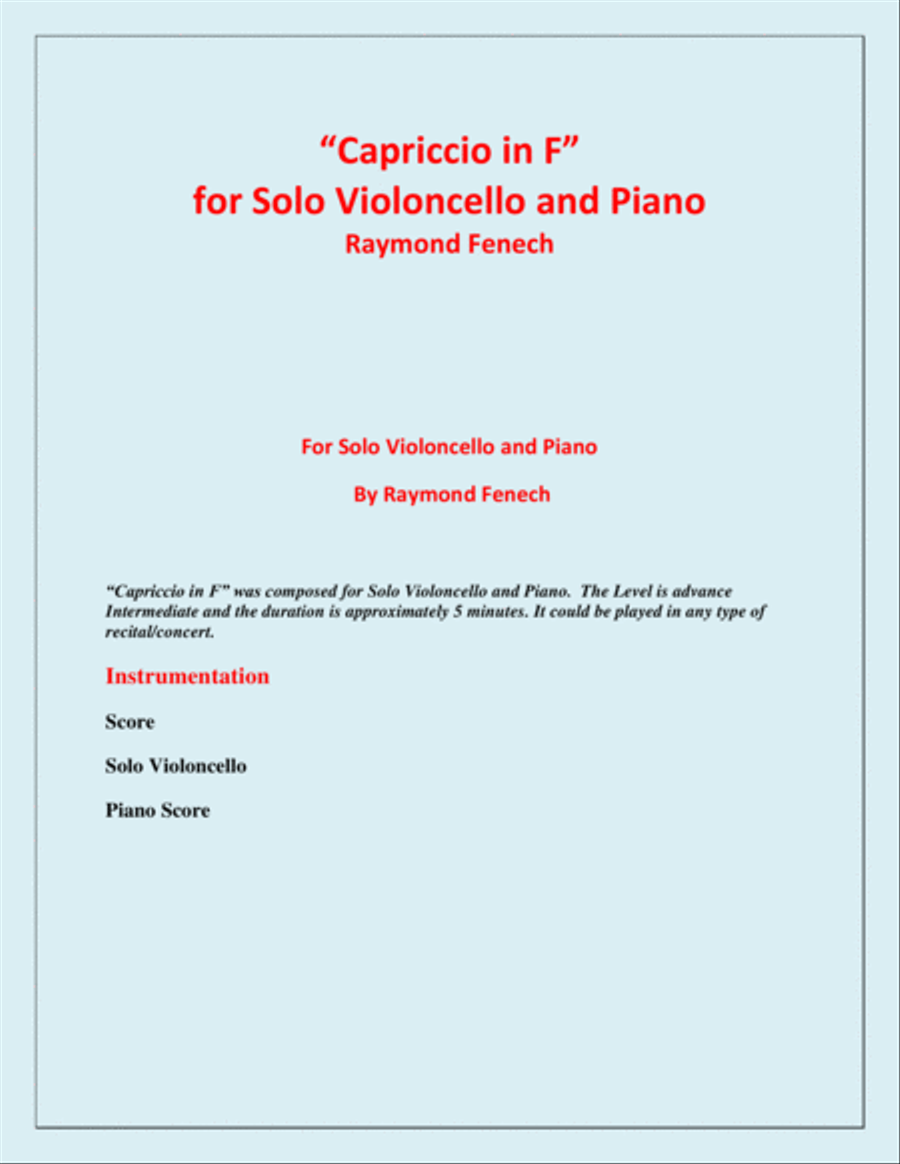 Capriccio in F - For Solo Violoncello and Piano Piano scores gallery preview page 2