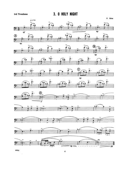 Ten Christmas Carols For Trombone Quintet/3rd Trombone