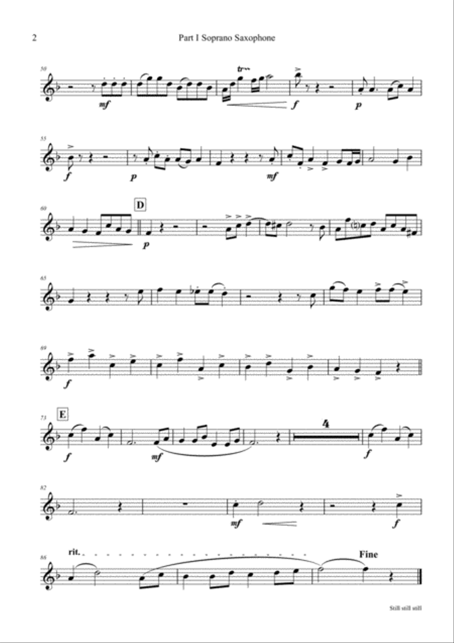 Still Still Still - Christmas song - Saxophone Quintet Saxophone Quintet scores gallery preview page 6