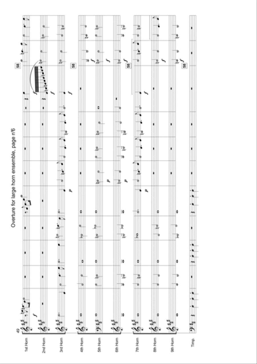 Overture for large horn ensemble and timpani Horn scores gallery preview page 6