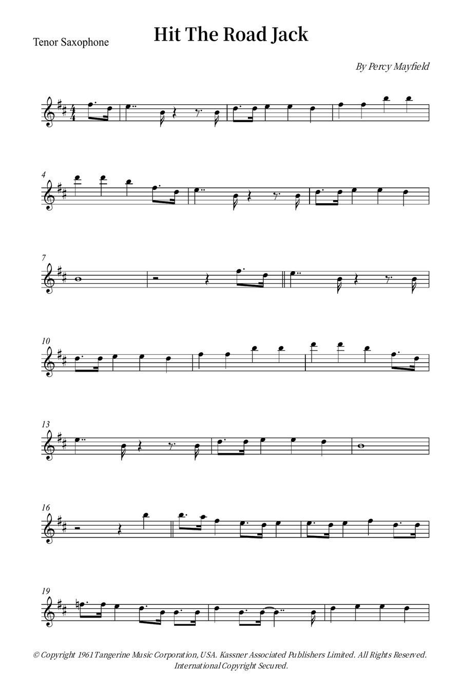 Hit The Road Jack Tenor Saxophone scores gallery preview page 1