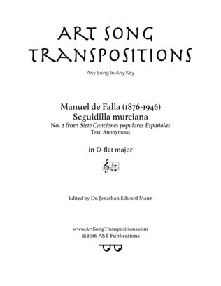 DE FALLA: Seguidilla murciana (transposed to D-flat major)