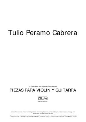 Book cover for Piezas para violin y guitarra (1. Preludio; 2. Danza a tres; 3. Habanereando; 4. Crepuscular; 5. Cancion sin palabras; 6. Zapateadero)