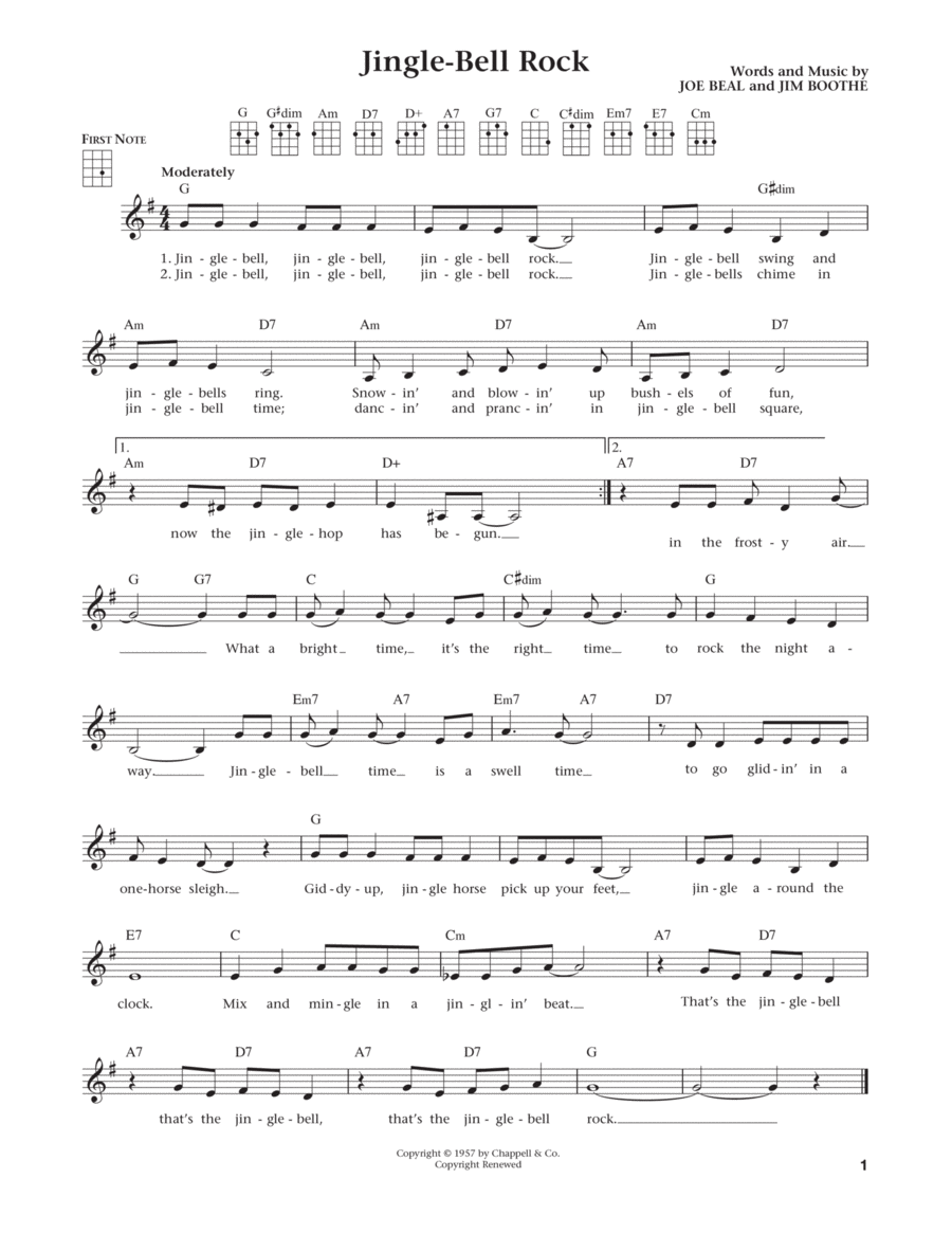 Jingle Bell Rock (from The Daily Ukulele) (arr. Liz and Jim Beloff) Ukulele scores gallery preview page 1