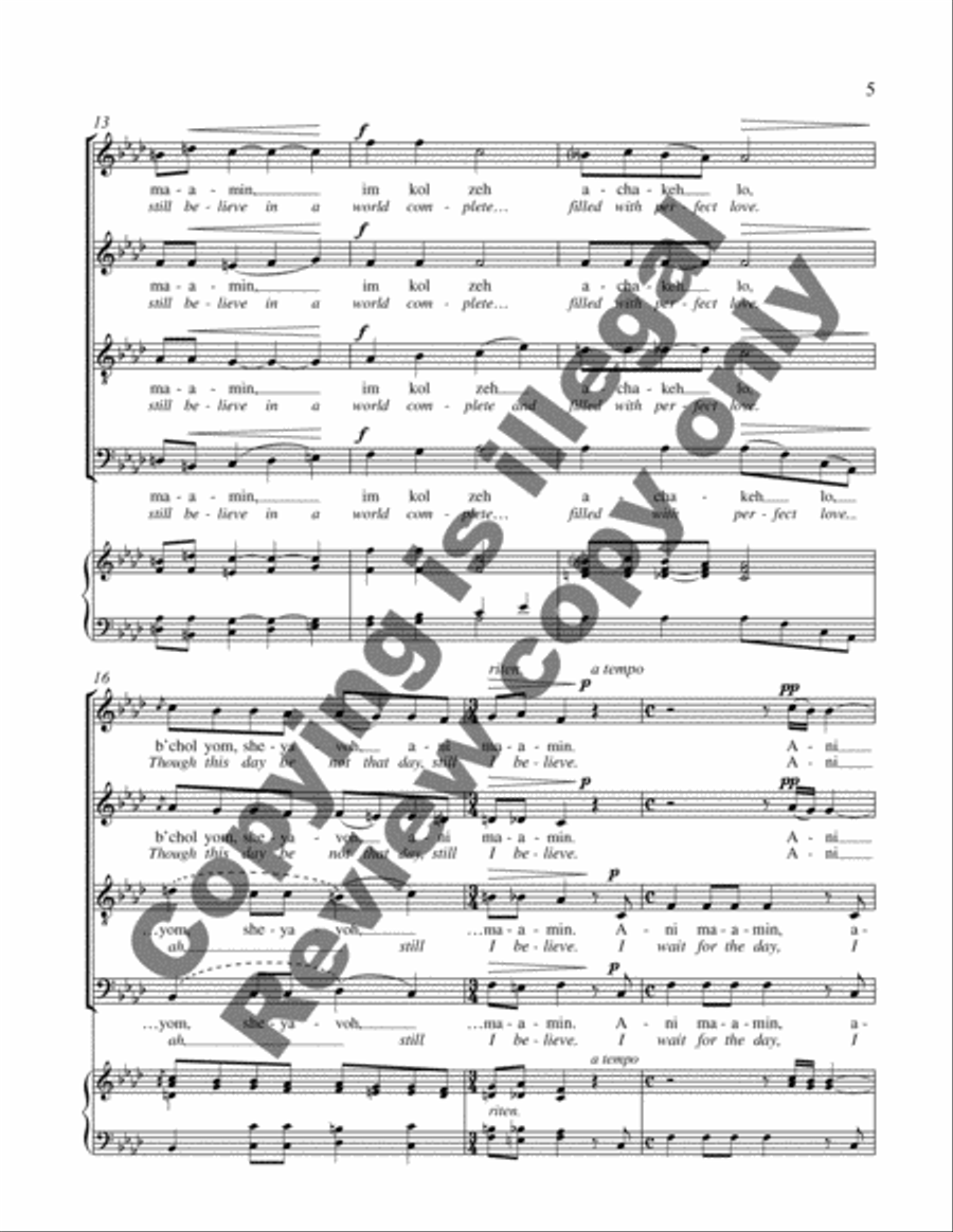 Ani ma'amin 4-Part scores gallery preview page 4