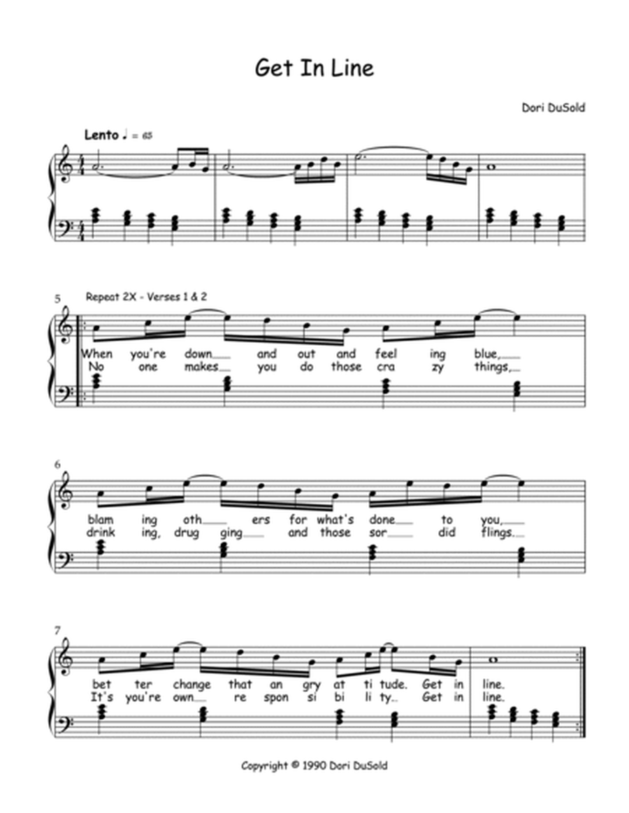 Get in Line - Sheet music for the single from the Reserved for You Collection image number null