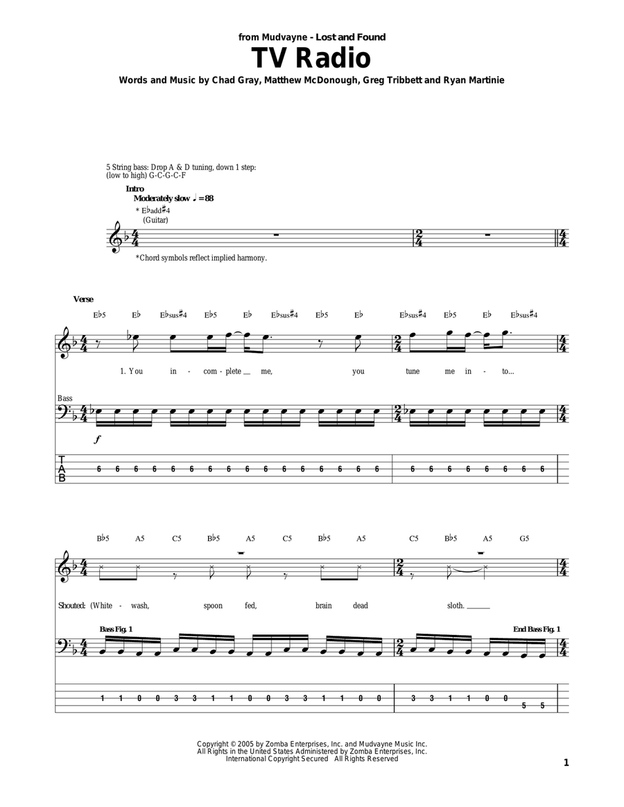TV Radio Electric Guitar scores gallery preview page 1