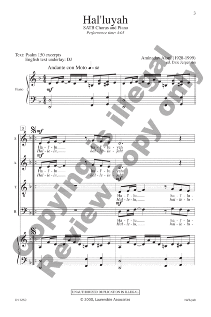 Hal'luya 4-Part scores gallery preview page 3