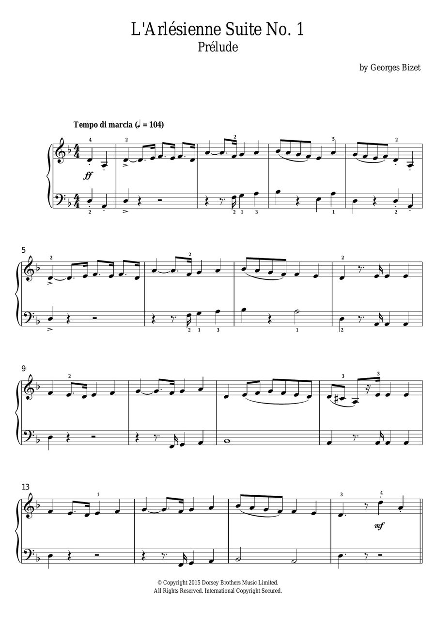 Prelude (from 'L'Arlesienne') Piano, Vocal, Guitar scores gallery preview page 1