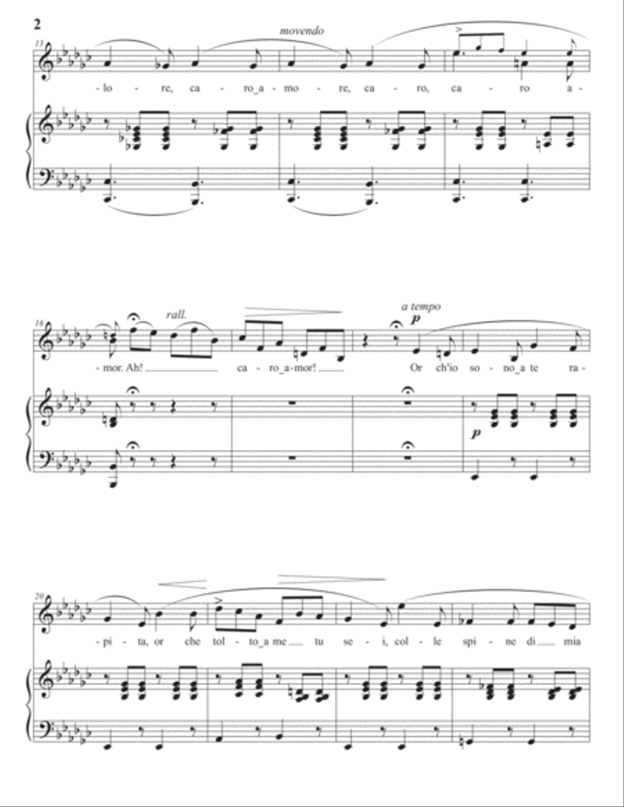DONIZETTI: La lontananza (transposed to E-flat minor) Voice scores gallery preview page 3