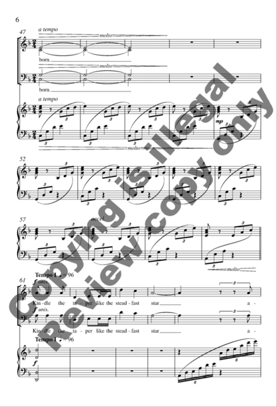Kindle the Taper (Piano/Choral Score) 4-Part scores gallery preview page 6