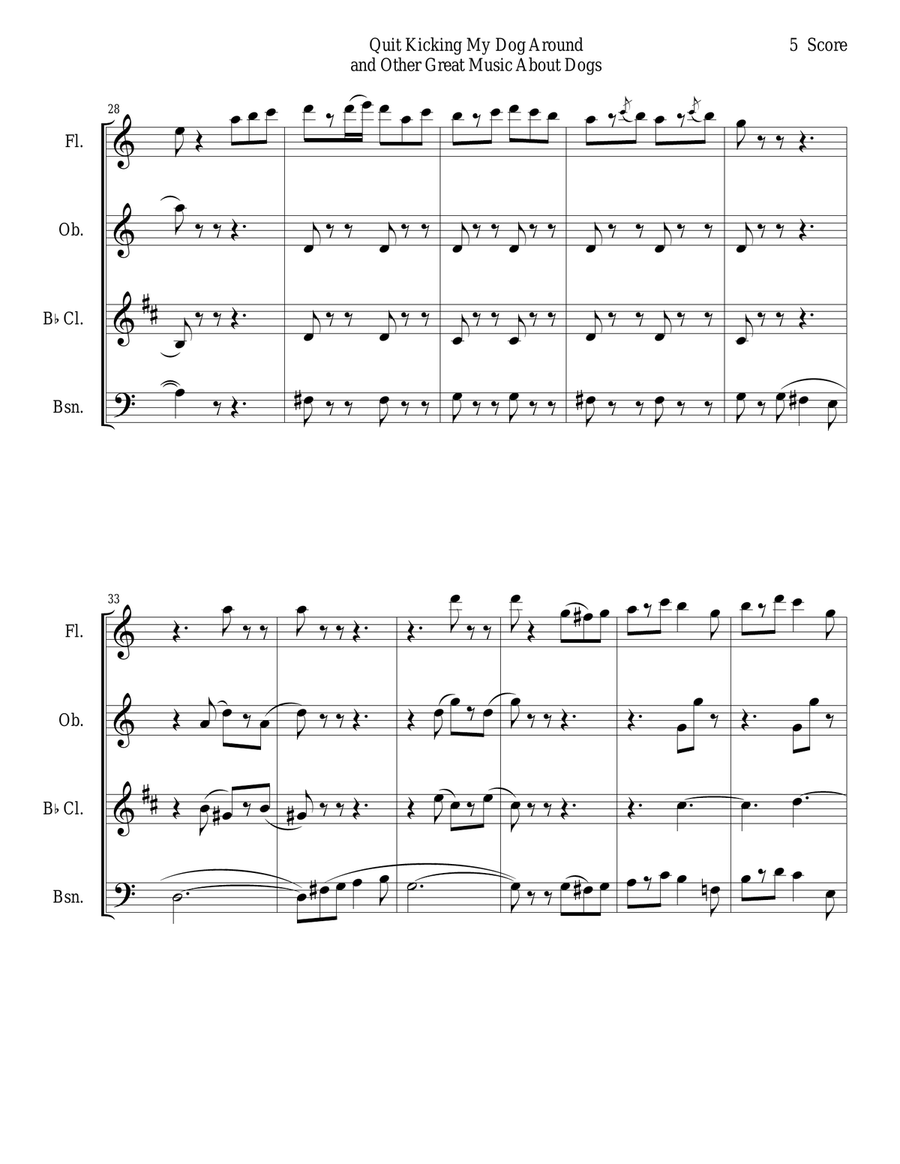 Quit Kicking My Dog Around and Other Music about Dogs for Woodwind Quartet Woodwind Quartet scores gallery preview page 5