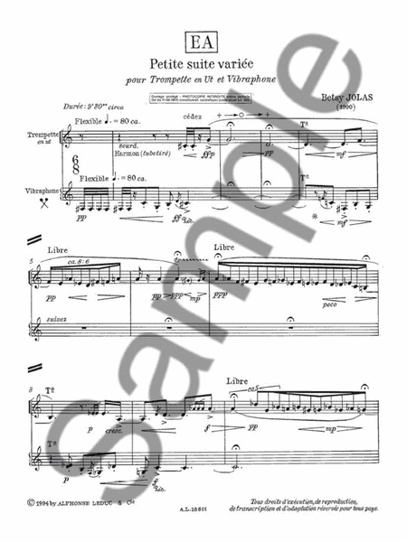Ea - Petite Suite Variee (trumpet & Percussion)