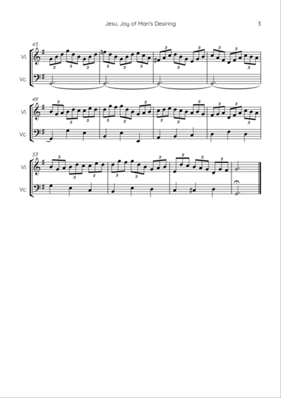 Jesu, Joy of Man's Desiring String Duet scores gallery preview page 3