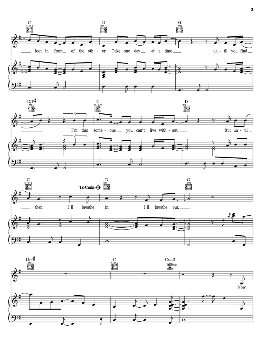 I Breathe In, I Breathe Out Piano, Vocal, Guitar scores gallery preview page 3