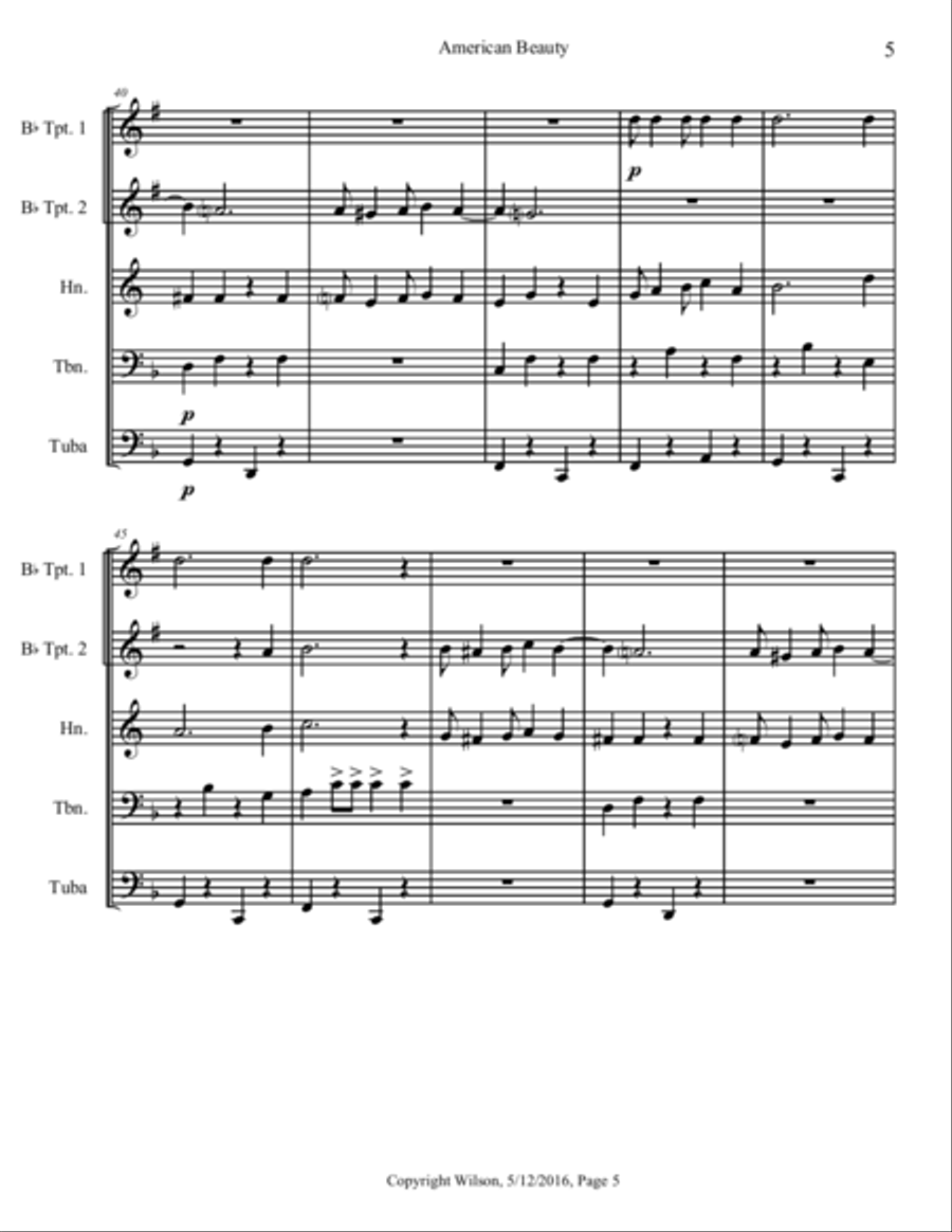 American Beauty Brass Quintet scores gallery preview page 6