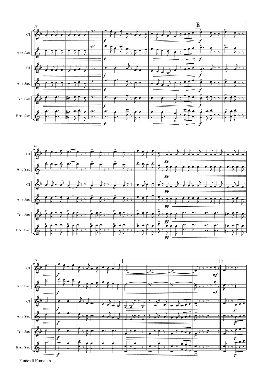 Funiculi Funicula - Italian Evergreen - Saxophone Trio Woodwind Trio scores gallery preview page 3