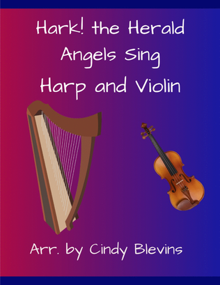 Book cover for Hark! The Herald Angels Sing, for Harp and Violin
