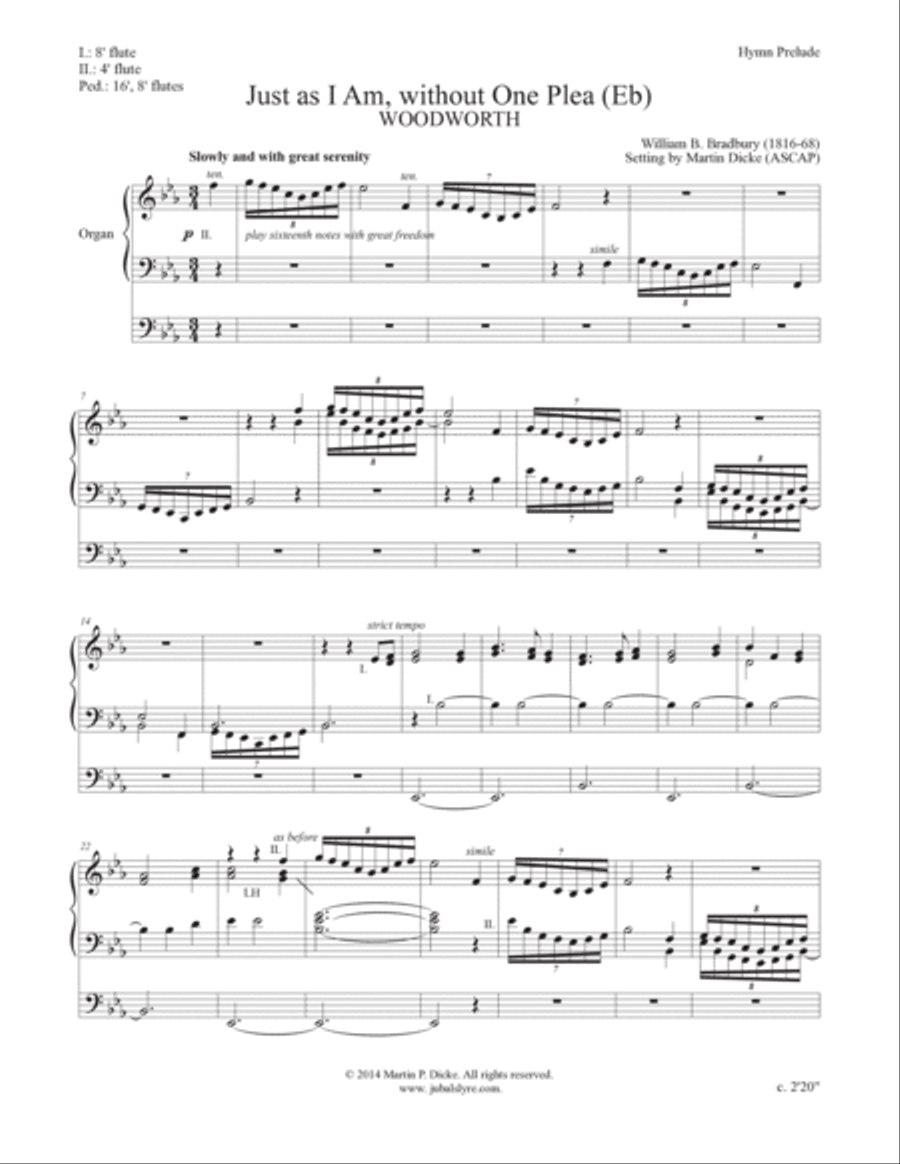 Just as I Am, without One Plea (Hymn Prelude for Organ) Organ Solo scores gallery preview page 2