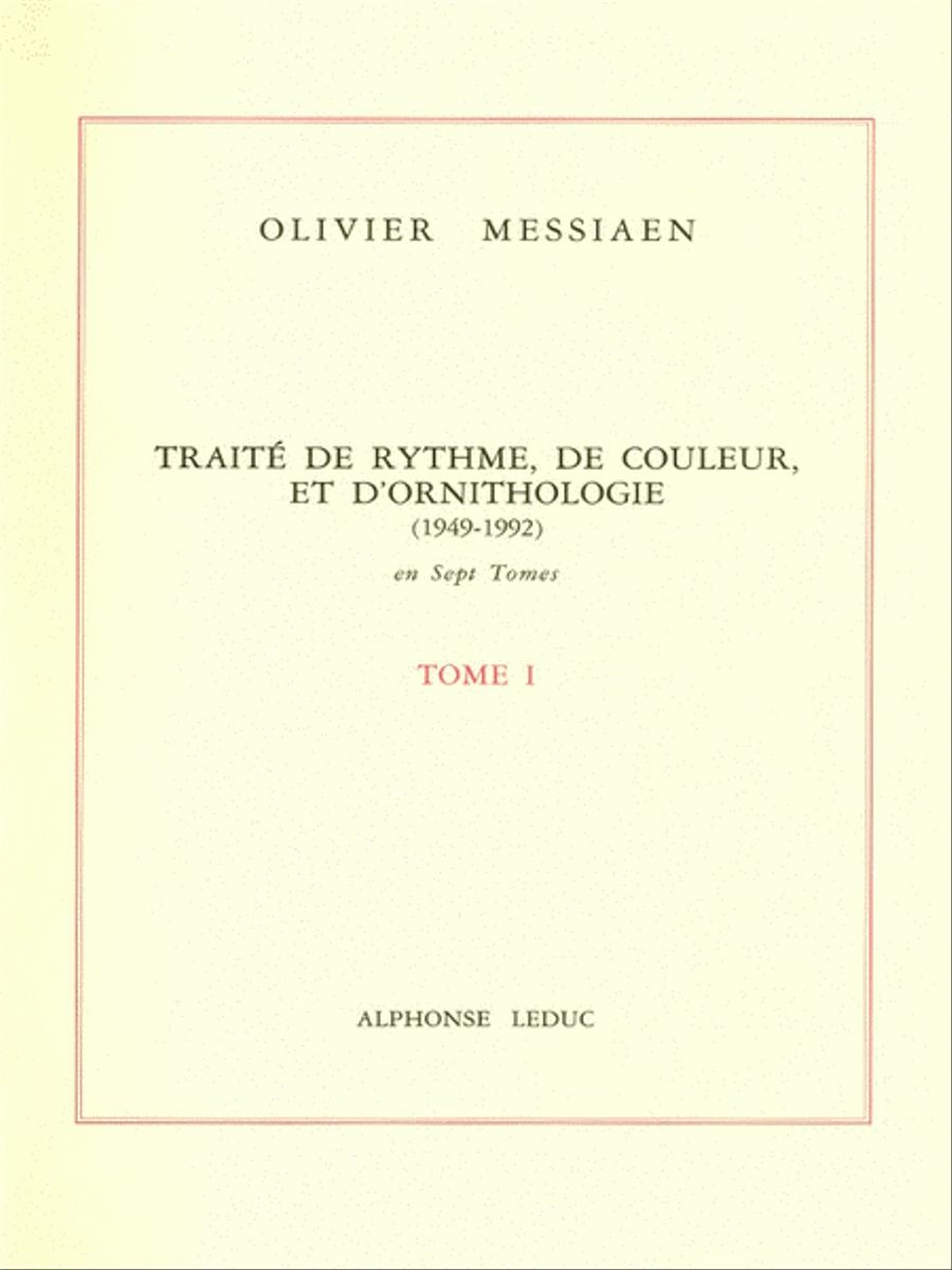 Book cover for Traite De Rythme, De Couleur Et D'ornithologie Tome 1