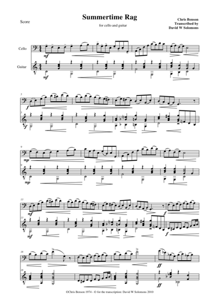 Summertime Rag for cello and guitar