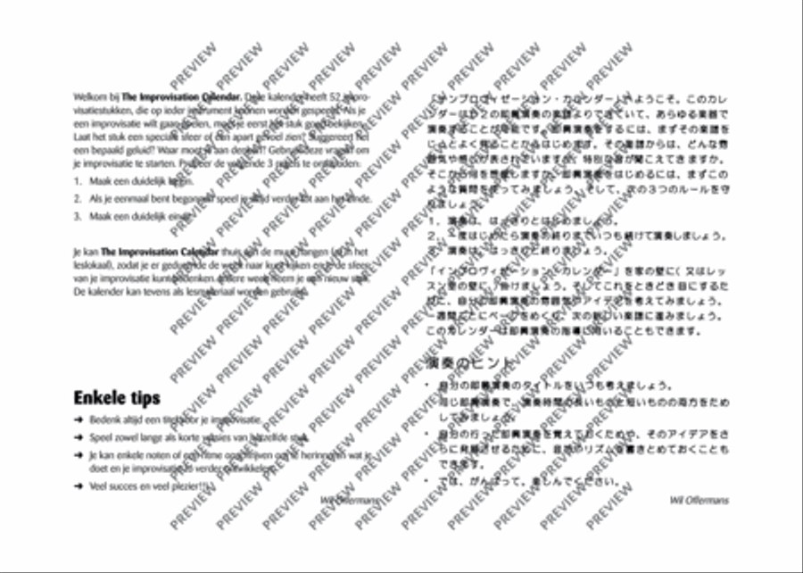 Improvisation Calendar Score scores gallery preview page 5