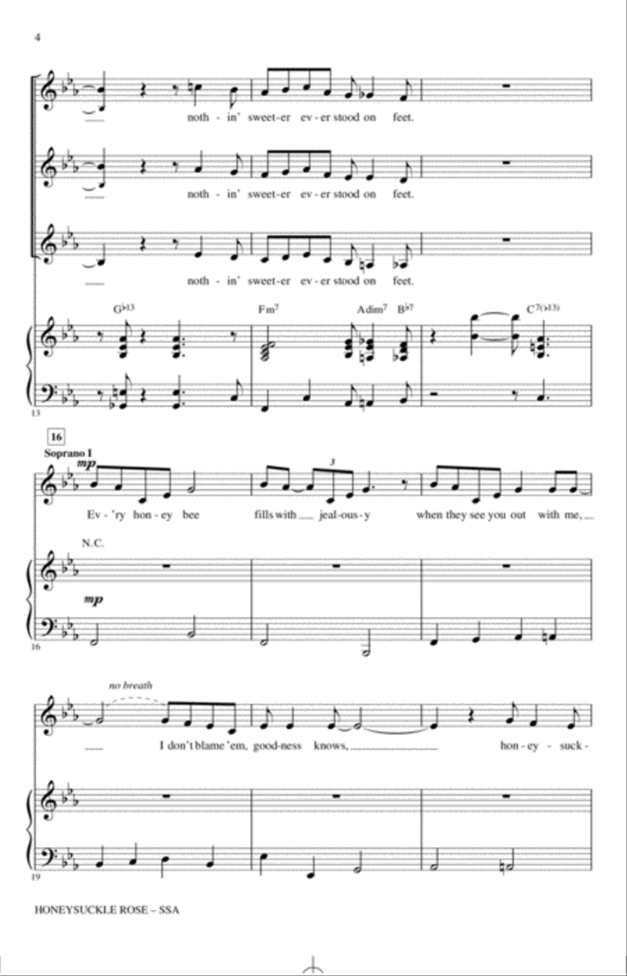 Honeysuckle Rose (arr. Darmon Meader) SSA scores gallery preview page 3