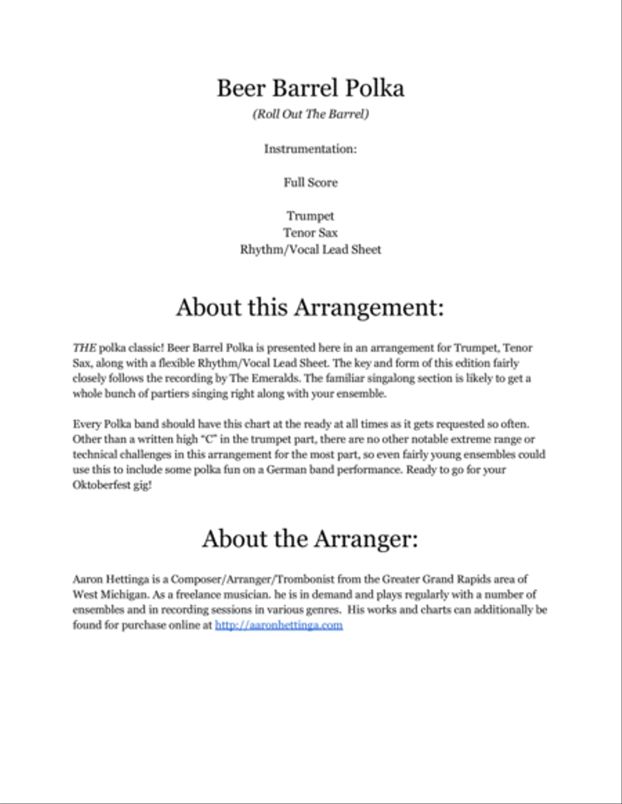 Beer Barrel Polka (roll Out The Barrel) Small Ensemble scores gallery preview page 2