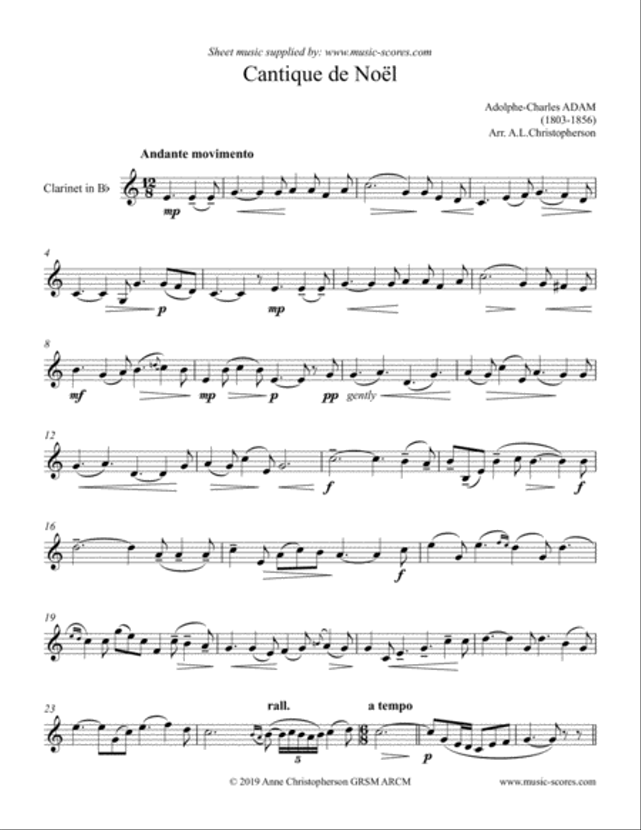 O Holy Night; Cantique de Noel - Solo Clarinet Clarinet Solo scores gallery preview page 1