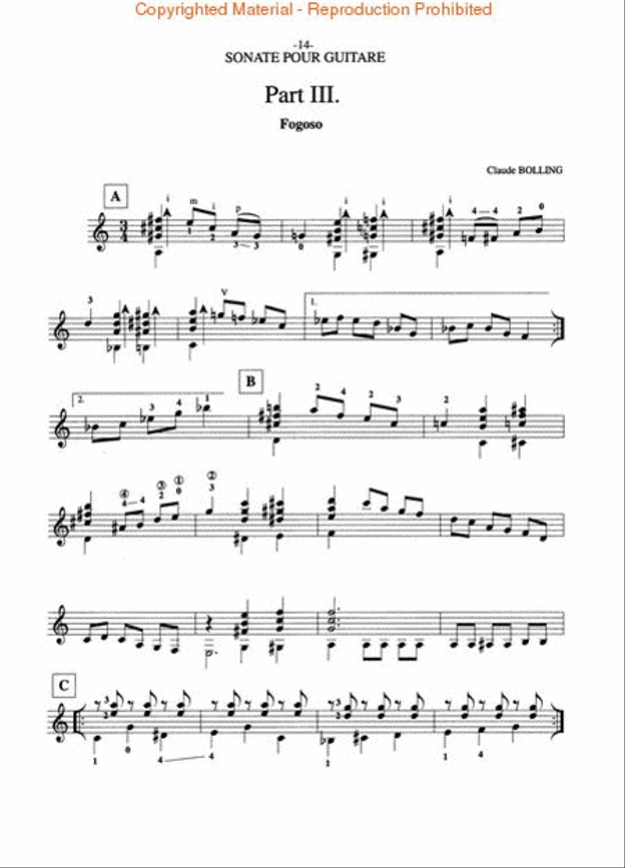 Claude Bolling - Sonate Pour Guitare Acoustic Guitar scores gallery preview page 4