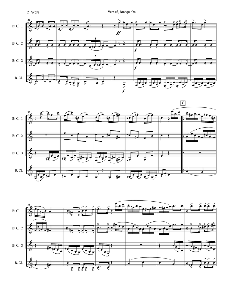 Clarinet quartet - Tango by Ernesto Nazareth Clarinet Quartet scores gallery preview page 2