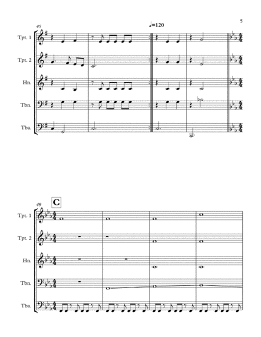 Theme and Variations: Cluck Old Hen Brass Ensemble scores gallery preview page 5