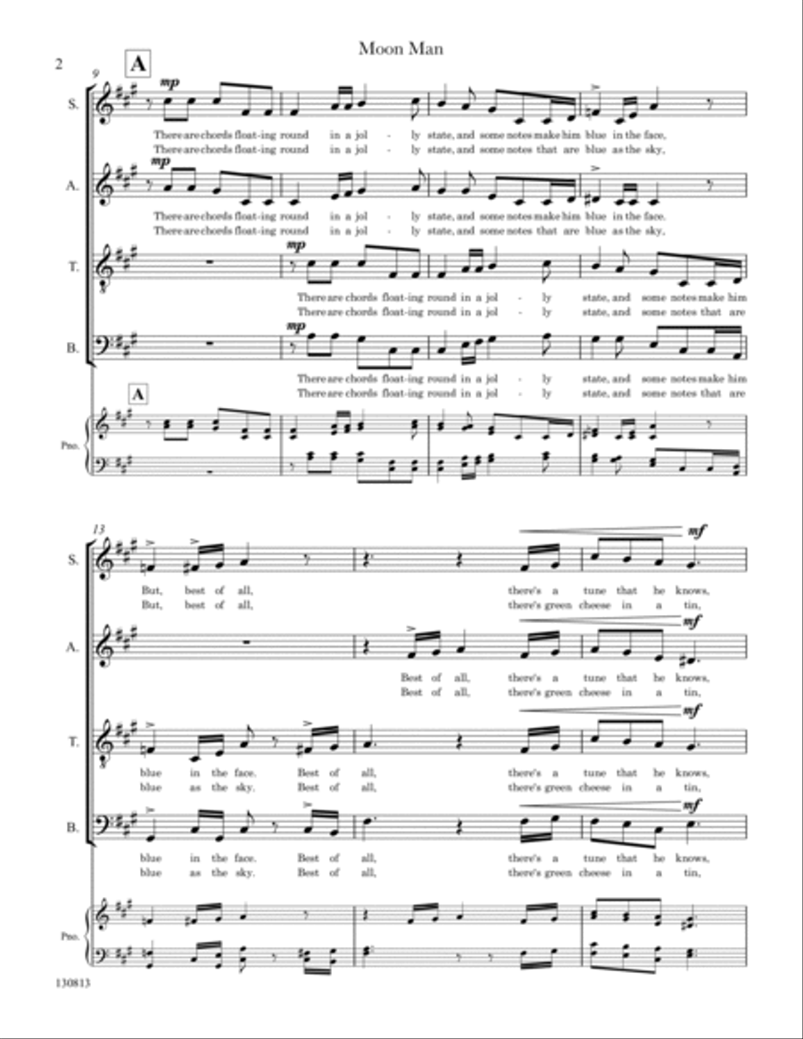 Moon Man (SATB) 4-Part scores gallery preview page 4
