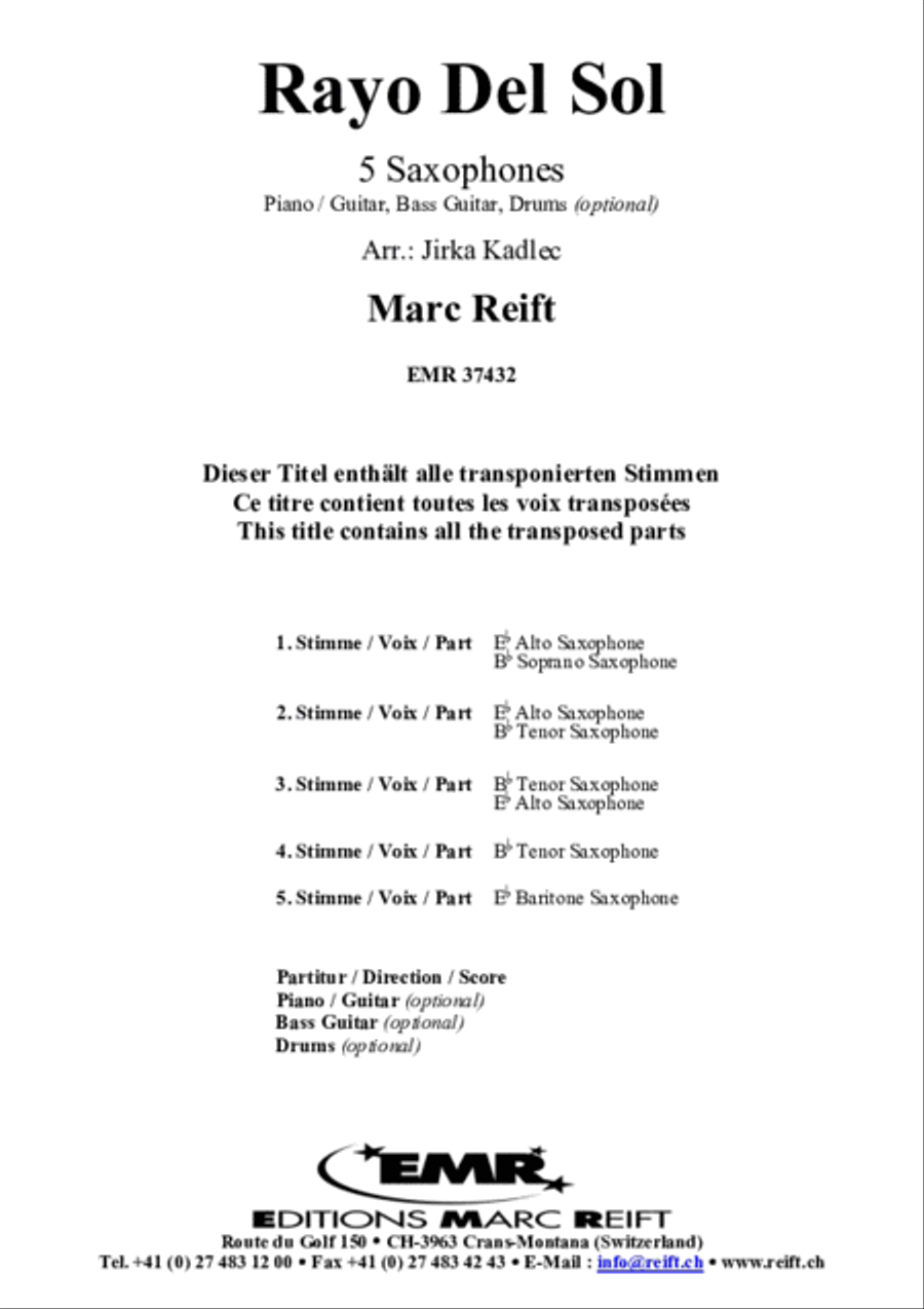 Rayo Del Sol Rayo Del Sol Saxophone Quintet scores gallery preview page 2